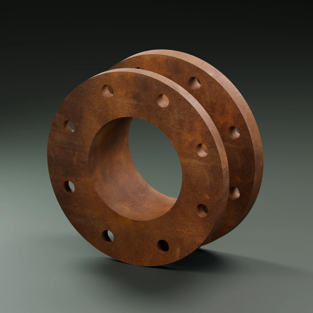Heavy rust material sample showing orange corrosion and dark pitted recesses